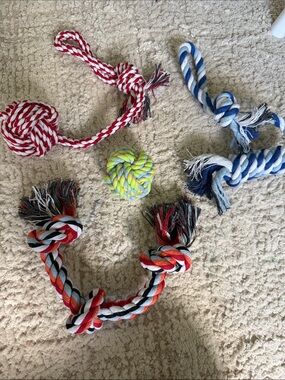 Dog Toys Multicolor Rope Tug Toy Set - Red, Blue, Yello